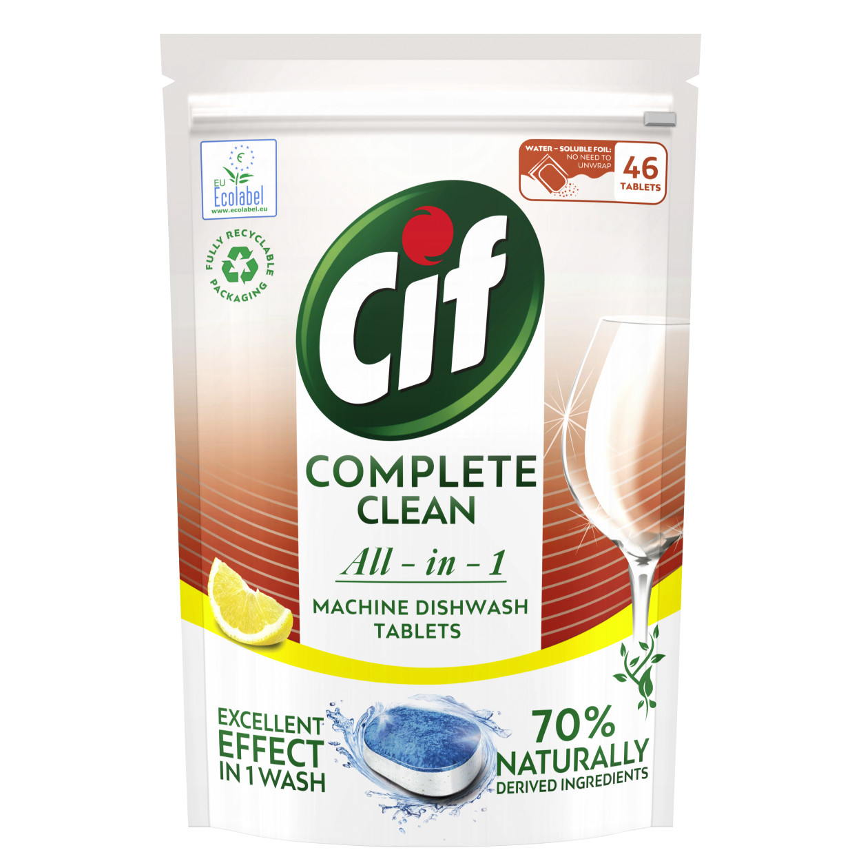 CIF Mosogatószerek Complete Clean All-in-one Tablets csomag lövés